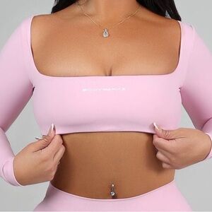 Bodywerkz Baby Pink Square Neck Crop Top size Small